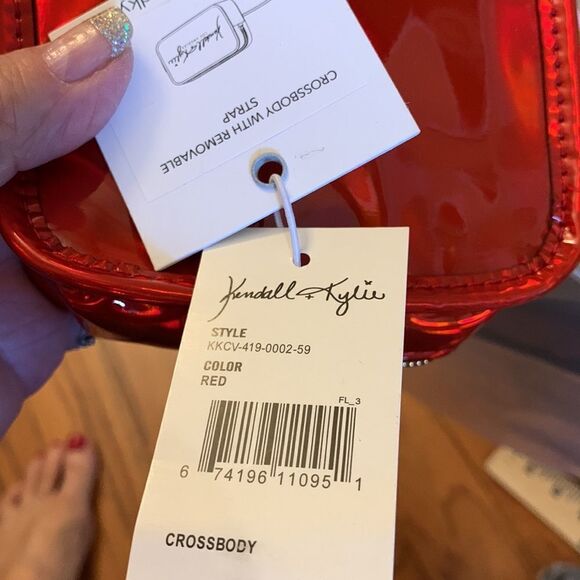 Kendall and Kylie black velvet and red shiny Crossbody and or make up bags. NWT - Picture 10 of 13